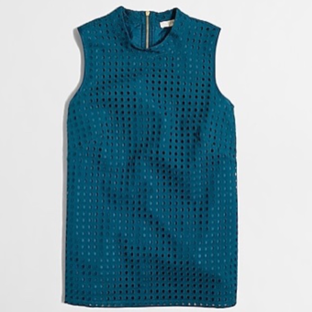J Crew Eyelet Shell Top Sleeveless Sz 10